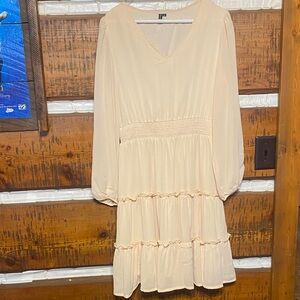 Chic Cream Long Sleeve Dress